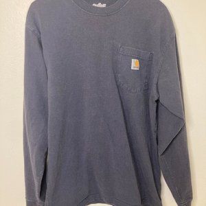 Carhartt T Shirt Mens Medium Navy Blue Long Sleeve Workwear